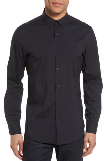 Men's Calibrate Trim Fit Stretch Woven Sport Shirt - Burgundy