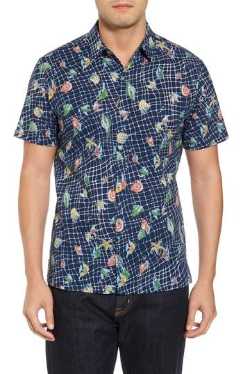 Men's Tori Richard Catch All Print Sport Shirt - Blue