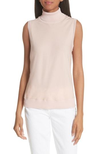 Women's Theory Sleeveless Turtleneck Silk Shell, Size - Pink