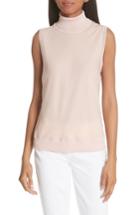Women's Theory Sleeveless Turtleneck Silk Shell, Size - Pink