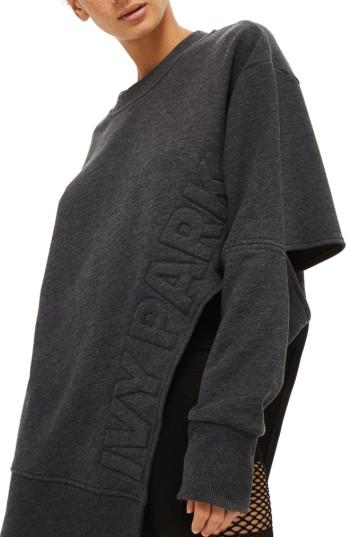 Women's Ivy Park Logo Embossed Sliced Sweatshirt - Grey