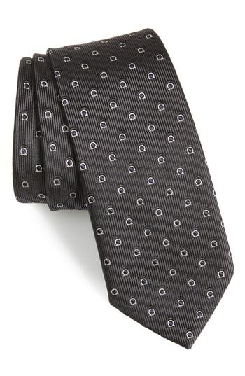 Men's Salvatore Ferragamo Fabrian Print Silk Tie, Size - Grey