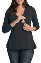 Women's Bun Maternity 'softie' Maternity/nursing Swing Tee - Black