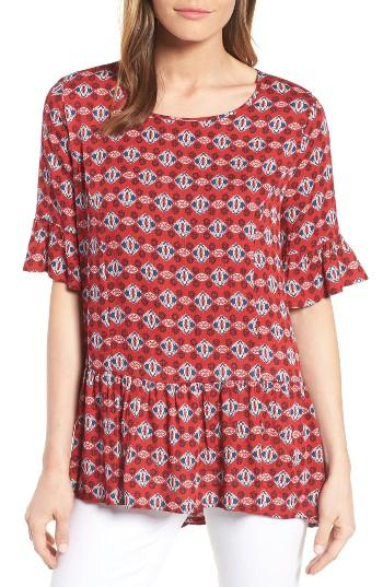 Women's Pleione Drop Waist Print Tunic - Red