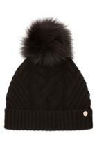 Women's Ted Baker London Cable Knit Beanie With Faux Fur Pom -