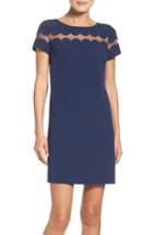 Women's Adrianna Papell Scallop Inset Crepe Sheath Dress - Blue