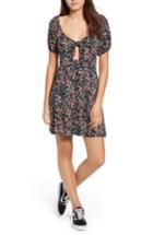 Women's Love, Fire Print Keyhole Skater Dress - Black