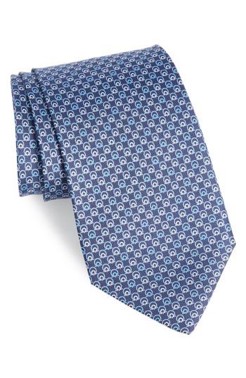Men's Salvatore Ferragamo Estro Print Silk Tie, Size - Blue