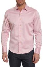 Men's Robert Graham Canton Classic Fit Herringbone Sport Shirt, Size - Pink