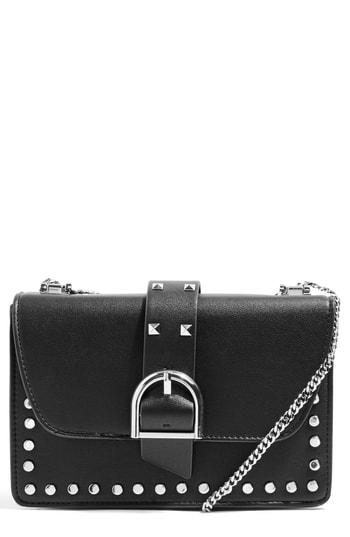 Topshop Buckle Faux Leather Crossbody Bag - Black