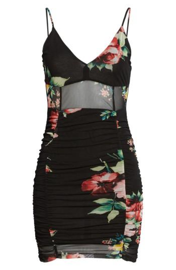 Women's Sheer Inset Floral Dress