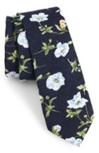 Men's 1901 Nunley Floral Cotton Skinny Tie, Size - Blue