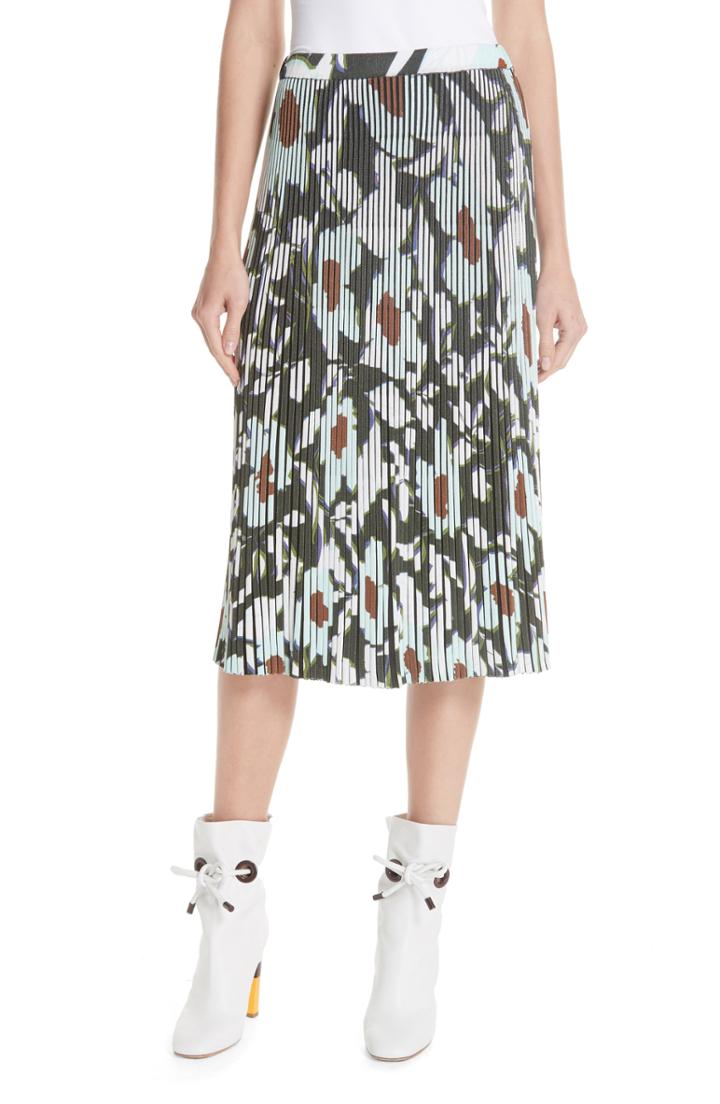 Women's Christian Wijnants Floral Pleated Knit Skirt - Black