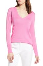 Women's Halogen Cotton Blend V-neck Sweater