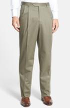 Men's Berle Pleated Cotton Trousers X 32 - Green