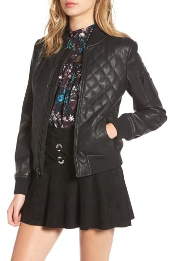 Women's French Connection Quilted Bomber Jacket - Black