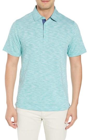 Men's Bugatchi Marled Stripe Polo - Green