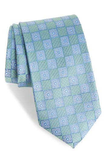Men's Nordstrom Men's Shop Settala Medallion Silk Tie, Size X-long - Green