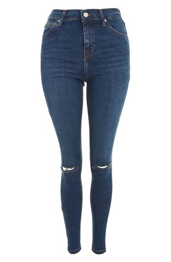 Women's Topshop Jamie Ripped Skinny Jeans X 30 - Blue
