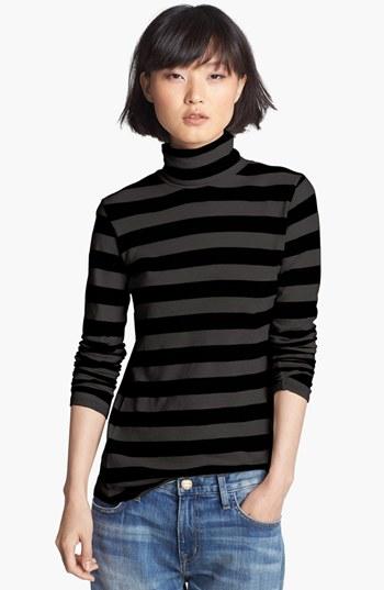 Majestic Long Sleeve Stripe Turtleneck Anthracite