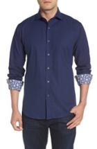 Men's Bugatchi Shaped Fit Tonal Plaid Sport Shirt - Blue