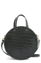 Clare V Petit Alistair Croc Embossed Leather Circular Crossbody Bag -