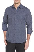 Men's Stone Rose Slim Fit Wolf Texture Fx Sport Shirt (l) - Blue