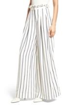 Women's Kendall + Kylie Pinstripe Wide Leg Paperbag Pants - White