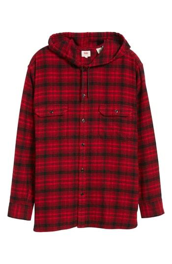 Men's Levi's X Justin Timberlake Hooded Flannel Worker Shirt - Red