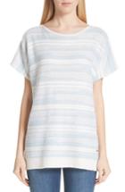 Women's St. John Collection Dropped Lines Open Stitch Sweater, Size - Blue