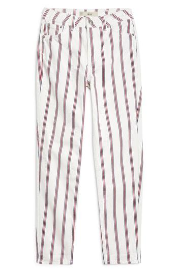 Women's Topshop Stripe Mom Jeans W X 30l (fits Like 27w) - White
