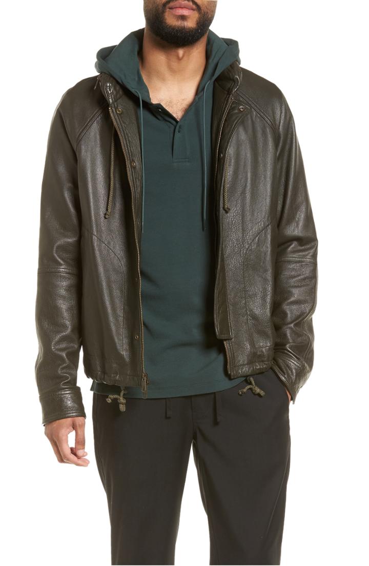 Men's Vince Slim Fit Lambskin Leather Parka