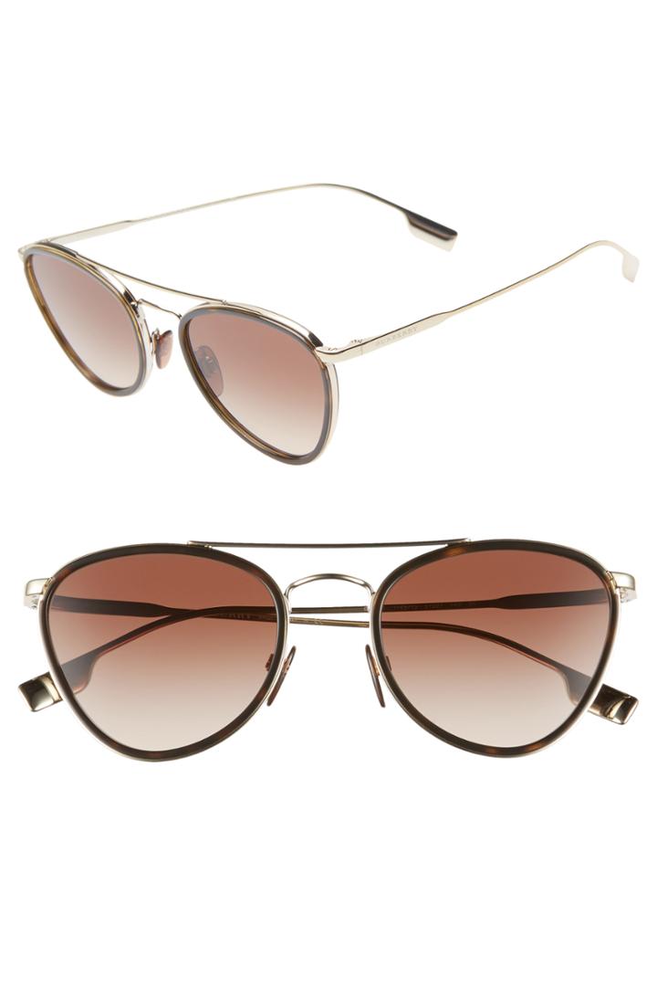 Women's Burberry 51mm Aviator Sunglasses - Brown/ Gold Gradient