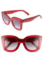 Women's Celine Special Fit 49mm Cat Eye Sunglasses - Red/ Smoke