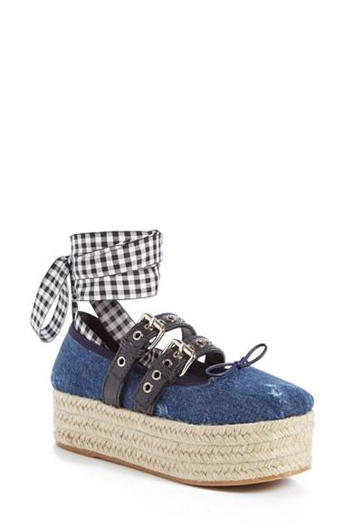 Women's Miu Miu Ankle Wrap Platform Espadrille
