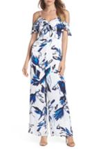 Women's Julia Jordan Floral Cold Shoulder Jumpsuit - White