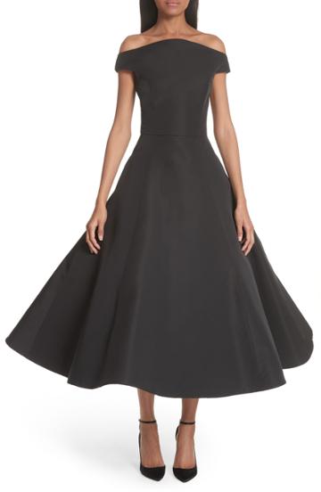 Women's Christian Siriano Strapless Flare Skirt Silk Cocktail Dress (fits Like 20w) - Black