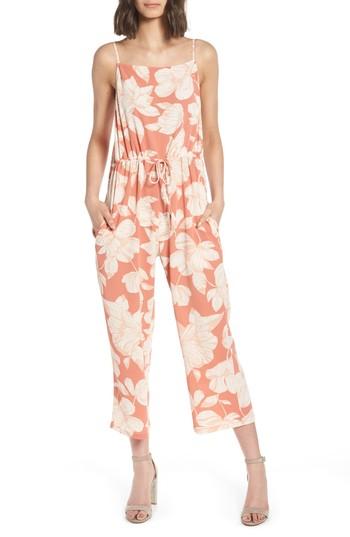 Women's Mimi Chica Tie Waist Jumpsuit - Coral