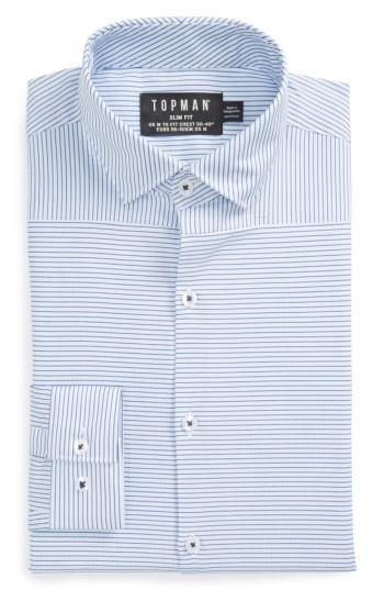 Men's Topman Slim Fit Bias Stripe Dress Shirt