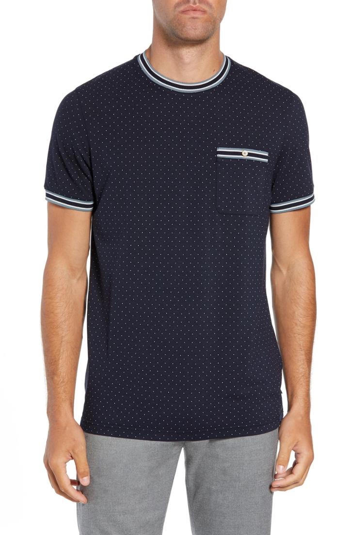 Men's Ted Baker London Glaad Trim Fit Mini Spot T-shirt (xl) - Blue