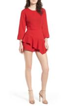 Women's Ruffle Hem Romper, Size - Brown