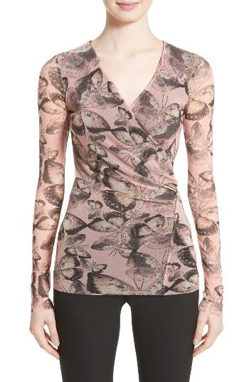 Women's Fuzzi Long Sleeve Tulle Top - Pink