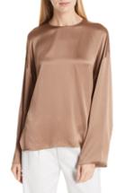 Women's Vince Long Sleeve Silk Blouse - Brown
