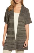 Women's Eileen Fisher Marled Tencel Kimono Cardigan /x-large - Black
