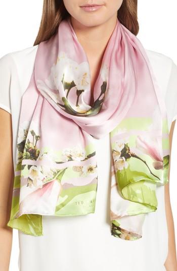 Women's Ted Baker London Harmony Silk Scarf, Size - Pink