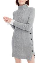 Women's J.crew Cable Knit Turtleneck Sweater Dress - Grey
