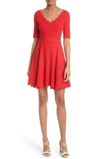 Women's Milly Fit & Flare Knit Dress, Size - Red