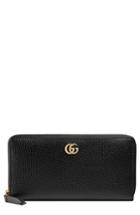 Women's Gucci Petite Marmont Leather Zip Around Wallet - Black