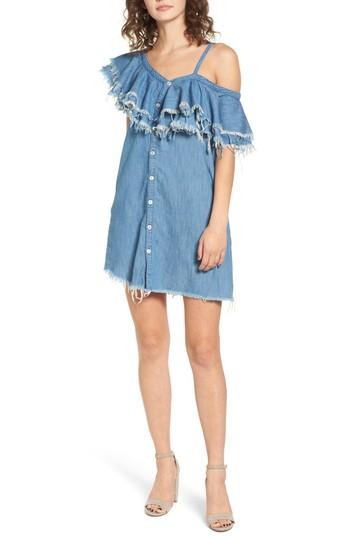 Women's Blanknyc Asymmetric Ruffle Shift Dress - Blue