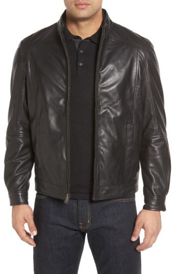 Men's Missani Le Collezioni Leather & Wool Reversible Jacket - Black